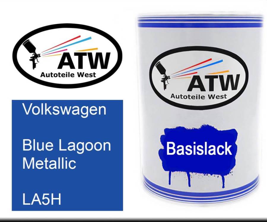 Volkswagen, Blue Lagoon Metallic, LA5H: 500ml Lackdose, von ATW Autoteile West.